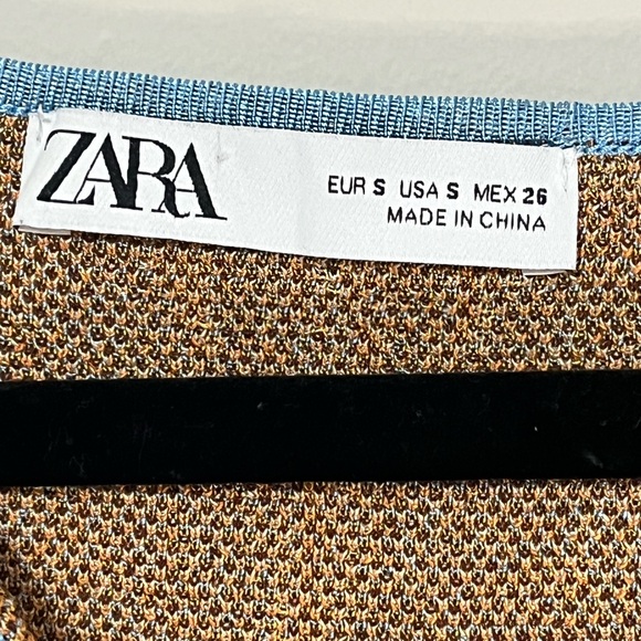 Zara knit print small V-neck 3/4 sleeve casual dress (D) - Picture 2 of 4